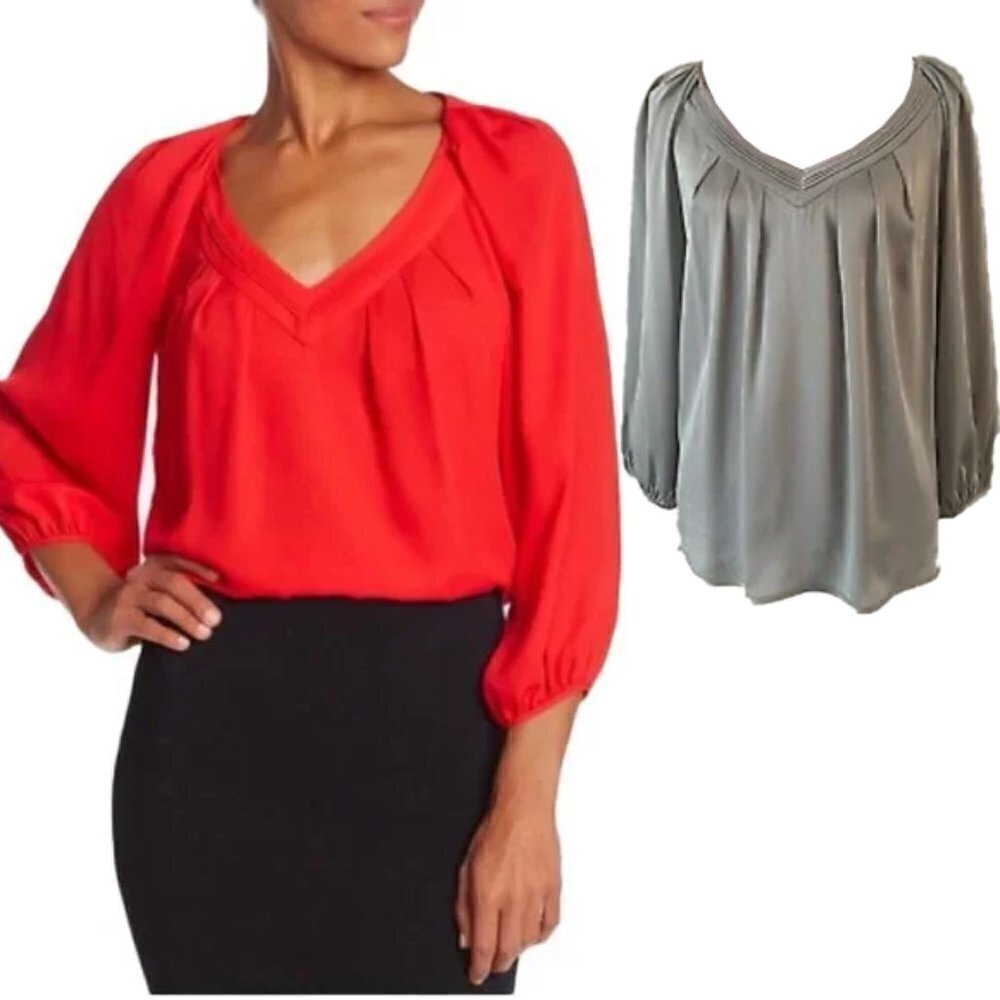 🆕 DIANE VON FURSTENBERG DVF Gray Cahil Silk Top size 0